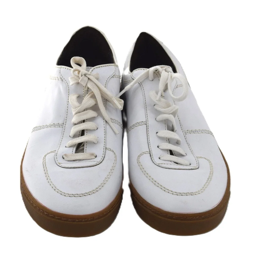 Bruno Magli Dominico Sneaker Mens 13 White Good Leather Low Top Gum Sole NWOT